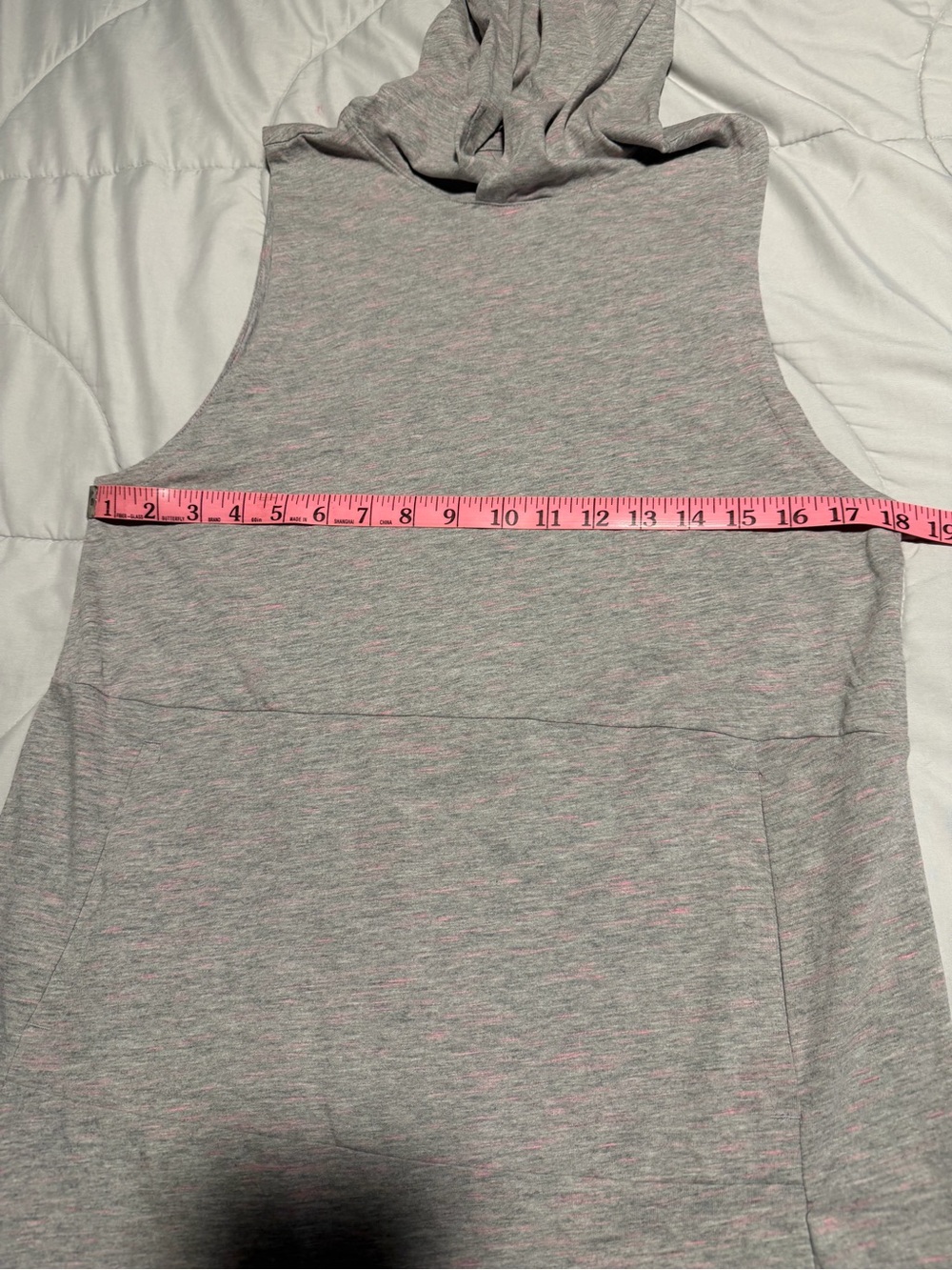 Hurley Heather Gray Sleeveless Hoodie with Pink Flecking